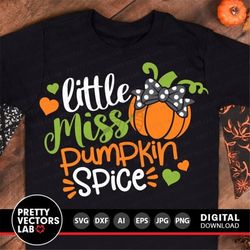 little miss pumpkin spice svg, girls thanksgiving svg, pumpkin svg dxf eps png, fall cut files, kids shirt svg, baby svg