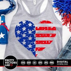 grunge american heart svg, 4th of july cut files, patriotic heart svg, dxf, eps, png, love usa clipart, sublimation png,