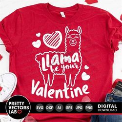 valentine llama svg, llama be your valentine svg, valentine's day cut files, kids svg dxf eps png, funny sayings clipart