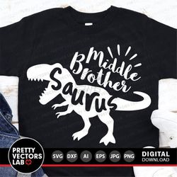 middle brother saurus svg, t-rex dinosaur cut files, sibling quote svg dxf eps png, dino boy clipart, t rex shirt design