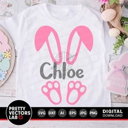 bunny svg, easter cut files, girls monogram svg, easter bunny svg, dxf, eps, png, rabbit ears svg, bunny feet clipart, s