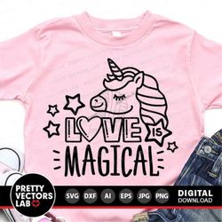 valentine unicorn svg, love is magical svg, valentine's day cut file, unicorn svg, dxf, eps, png, girls svg, baby clipar