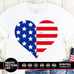 patriotic heart svg, 4th of july cut files, american flag heart svg, love usa svg dxf eps png, memorial day, sublimation