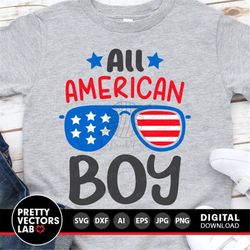 all american boy svg, 4th of july cut files, patriotic svg, dxf, eps, png, boys shirt design, baby clipart, sublimation,