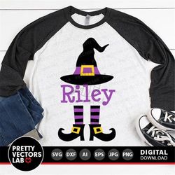 witch monogram svg, halloween cut files, witch hat and feet svg, dxf, eps, png, witch legs clipart, halloween shirt svg,