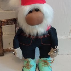 handmade textile denim gnome for interior decor