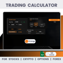 trading calculator for stocks, crypto, options, forex (orange mode) -  instant download