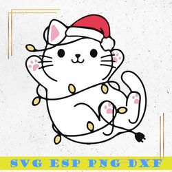 meow bright svg , cat christmas svg, merry christmas svg