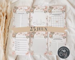 jeux baby shower en francais modifiables pack jeux fete prenatale ours en peluch activites baby shower en francais corjl