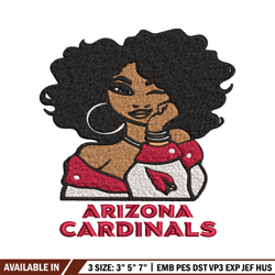 arizona cardinals girl embroidery design, logo embroidery, nfl embroidery, embroidery file, logo shirt, digital download