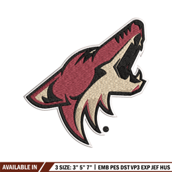 arizona coyotes logo embroidery, nhl embroidery, sport embroidery, logo embroidery, nhl embroidery design.