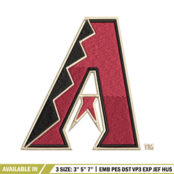 arizona diamondbacks embroidery design, logo embroidery, mlb embroidery, embroidery file, logo shirt, digital download.