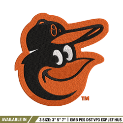 baltimore orioles embroidery design, logo embroidery, mlb embroidery, embroidery file, logo shirt, digital download