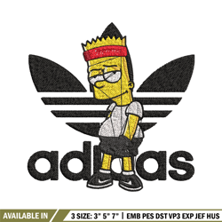 bart adidas embroidery design, adidas embroidery, embroidery file, brand embroidery, logo shirt, digital download