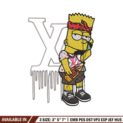 bart simpson lv embroidery design, lv embroidery, embroidery file, simpson embroidery, logo shirt, digital download