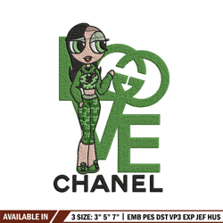 chanel green girl embroidery design, chanel embroidery, embroidery file, brand embroidery, logo shirt, digital download