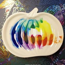 ceramic watercolor palette, small round cearmic plate, perfect for your watercolors