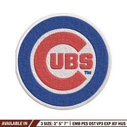 chicago cubs logo embroidery, mlb embroidery, sport embroidery, logo embroidery, mlb embroidery design