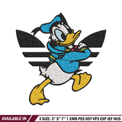 duck cartoon adidas embroidery design, adidas embroidery, brand embroidery, embroidery file, logo shirt,digital download