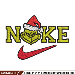 grinch chrismas nike embroidery design, nike embroidery, brand embroidery, embroidery file, logo shirt, digital download