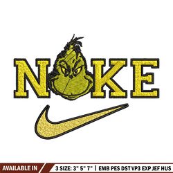 grinch x nike embroidery design, nike embroidery, brand embroidery, embroidery file, logo shirt, digital download
