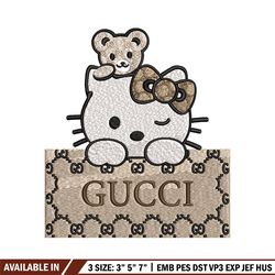 hello kitty gucci embroidery design, gucci embroidery, embroidery file, logo shirt, sport embroidery, digital download.