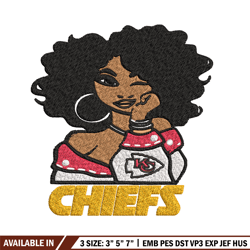 kansas city chiefs girl embroidery design, nfl girl embroidery, kansas city chiefs embroidery, nfl embroidery