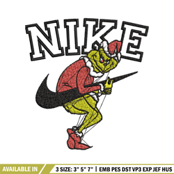 nike grinch embroidery design, chrismas embroidery, nike embroidery, embroidery file, logo shirt, digital download