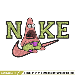 nike patrick cute embroidery design, spongebob embroidery, nike embroidery, embroidery file, logo shirt,digital download