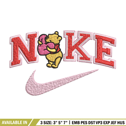 nike pooh embroidery design, pooh embroidery, nike embroidery, embroidery file, logo shirt, digital download