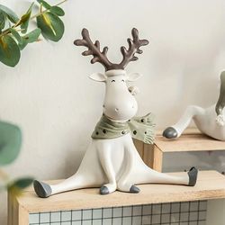 1 pc nordic craft cute split deer creative resin elk home goods gift hand-painted sculpture ornaments, , wedding couple