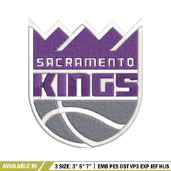 sacramento kings logo embroidery, nba embroidery, sport embroidery, logo embroidery, nba embroidery design.