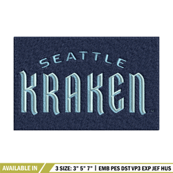 seattle kraken logo embroidery, nhl embroidery, sport embroidery, logo embroidery, nhl embroidery design.