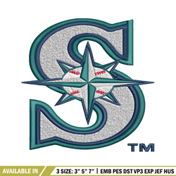 seattle mariners logo embroidery, mlb embroidery, sport embroidery, logo embroidery, mlb embroidery design.