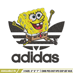 spongebob adidas embroidery design, adidas embroidery, embroidery file, brand embroidery, logo shirt, digital download