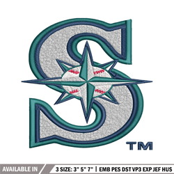 seattle mariners logo embroidery, mlb embroidery, sport embroidery, logo embroidery, mlb embroidery design.