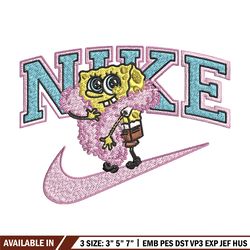 spongebob pink nike embroidery design, nike embroidery, brand embroidery, embroidery file, logo shirt, digital download