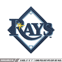 tampa bay rays logo embroidery, mlb embroidery, sport embroidery, logo embroidery, mlb embroidery design.