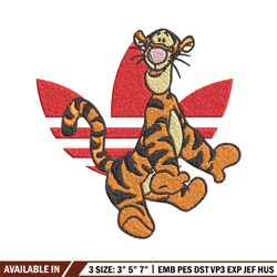 tigger adidas embroidery design, adidas embroidery, embroidery file, brand embroidery, logo shirt, digital download