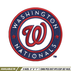 washington nationals logo embroidery, mlb embroidery, sport embroidery, logo embroidery, mlb embroidery design