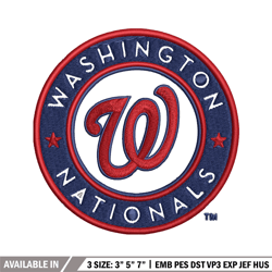 washington nationals logo embroidery, mlb embroidery, sport embroidery, logo embroidery, mlb embroidery design