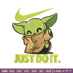 nike baby yoda embroidery design, nike baby yoda cartoon embroidery, nike design, embroidery file, instant download.