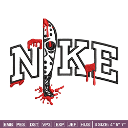 nike jason voorhees embroidery design, horror embroidery, nike design, embroidery file, logo shirt, digital download.