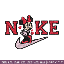 nike red minnie embroidery design, brand embroidery, nike embroidery, embroidery file, logo shirt, digital download