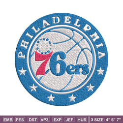 philadelphia 76ers logo embroidery, nba embroidery, sport embroidery, logo embroidery, nba embroidery design.