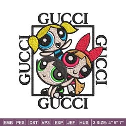 powerpuff girl gucci embroidery design, logo embroidery, cartoon design, embroidery file, gucci logo, instant download.