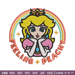 princess peach feeling peachy embroidery design, feeling peachy embroidery, embroidery file, digital download.