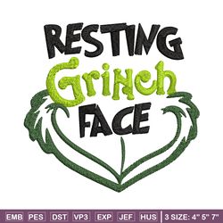 resting grinch face embroidery design, grinch christmas embroidery, grinch design, embroidery file, instant download