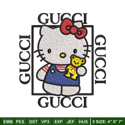 hello kitty gucci embroidery design, hello kitty embroidery, cartoon design, embroidery file, instant download.