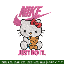 hello kitty nike embroidery design, hello kitty embroidery, nike design, embroidery file, cartoon logo. instant download